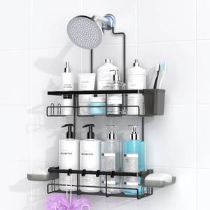 lot 8232 image: Hanging Shower Caddy Over Showerhead - Rustproof No Drill Shower Organizer - Retail $25