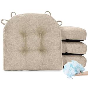 lot 8236 image: Tromlycs Chair Cushions for Dining Chairs Kitchen Seat Cushions Room Set of 2 Pads with Ties Indoor Non Slip Office 18 x 18 Inch, Light Cream