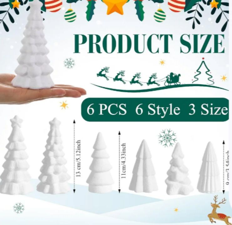 lot 4696 image: Bucherry 6 Pcs Christmas Ceramics Velvet Trees Set Christmas Table Decorations 3 Sizes Velvet Xmas Tree for Winter Holiday Table Centerpiece Decorations Mantel Decor Xmas Gifts (White)