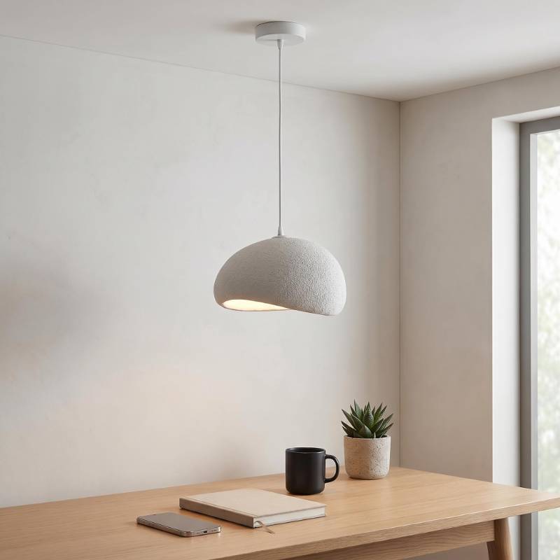 lot 7111 image: JAYMP 30cm Mini Size Wabi Sabi Pendant Light for Dining Room Kitchen Entryway Modern Hanging Lamp E26 Base Japanese Style Bird Nest Shape Lighting Fixture (Matte White,B Shape, 11.8 Small Size)