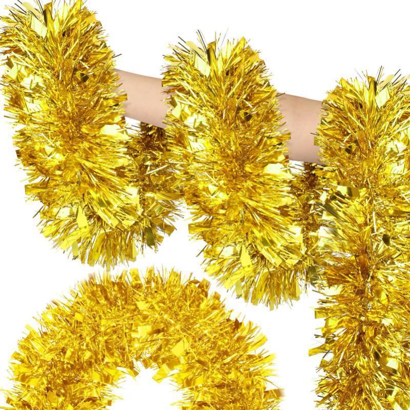 lot 7173 image: 50FT Christmas Tinsel Garland, Red Green&Gold Metallic Twist Shiny Hanging Garland Ornaments for Christmas Tree, Party Supplies Thick Metallic Xmas Streamers