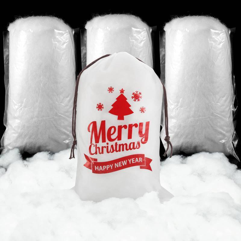 lot 7192 image: Shappy 3 Bags Christmas Fake Snow Decor Fiber Artificial Snow Fluffy Indoor Decoration Snow Blanket with White Bag for Winter Mantle Village and Nativity Farmhouse Holidays Christmas Decor