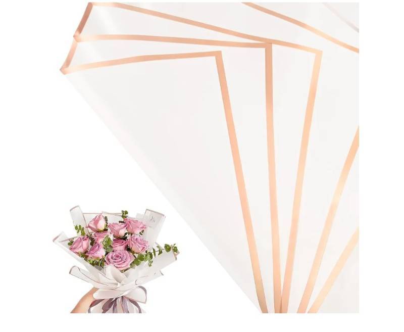 lot 19106 image: 30 Sheets white Gold Edge Flower Bouquet Wrapping Paper-Florist Supplies Fully Water-Resistant Floral Bouquet Wrapping Paper Bouquet Accessorie-Flower Shop Packaging Pape for DIY Gift Wedding Birthday