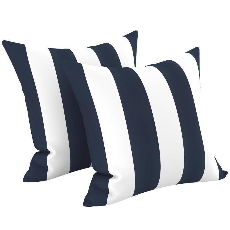 lot 18912 image: LVTXIII 2 Pack Outdoor Pillow Covers ONLY 18x18 Inch, Water-Repellent Square Decorative Cushion Covers for Patio Furniture, Garden, Sofa, Cabana Navy