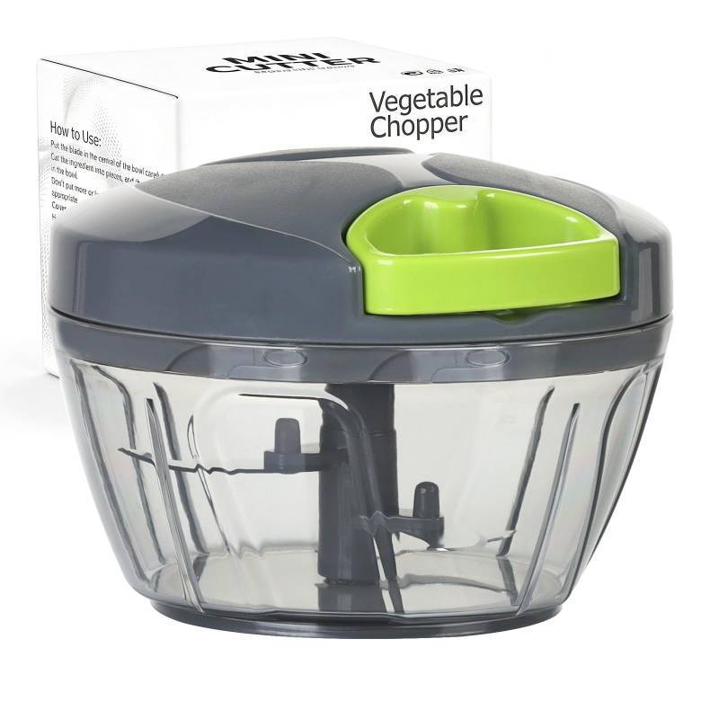 lot 18920 image: Ourokhome Manual Food Processor Vegetable Chopper, Portable Hand Pull String Garlic Mincer Onion Cutter for Veggies, Ginger, Fruits, Nuts, Herbs, etc., 500ml, Grey
