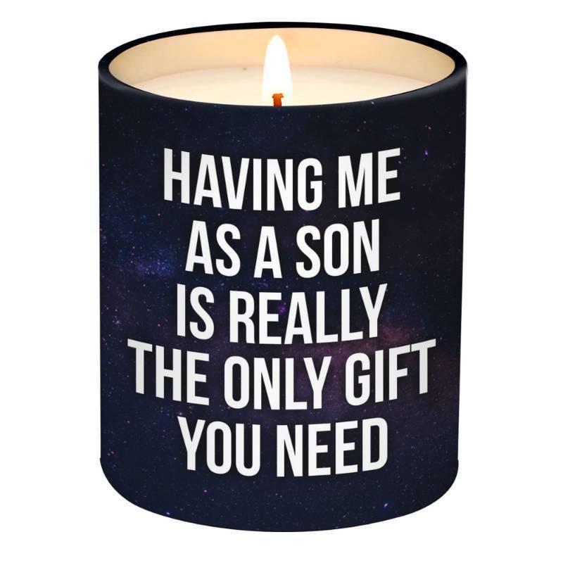lot 18921 image: Mothers Day Gifts for Mom from Son - Birthday Gifts for Mom from Son - Moms Birthday Gift Ideas from Son - Mother Gift, Funny Mother Candle, 10 Oz Jar Lemongrass Scent Soy Wax Candle - Retail $20