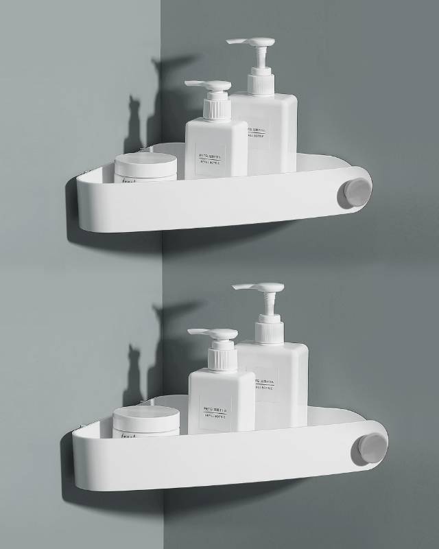 lot 18968 image: Sotfamily Plastic Shower Caddy Corner (for 90° Only), 2 Pack, White