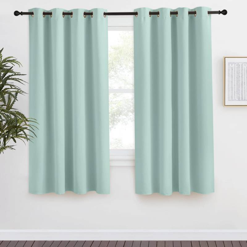 lot 19055 image: NICETOWN Blackout Curtain 57 inch Length, W55 x L57 Inch, Aqua Blue, 8 Grommets Top, 1 Piece, Thermal Insulated Modern Window Treatment Soundproof Drape Panel for BedroomLiving Room