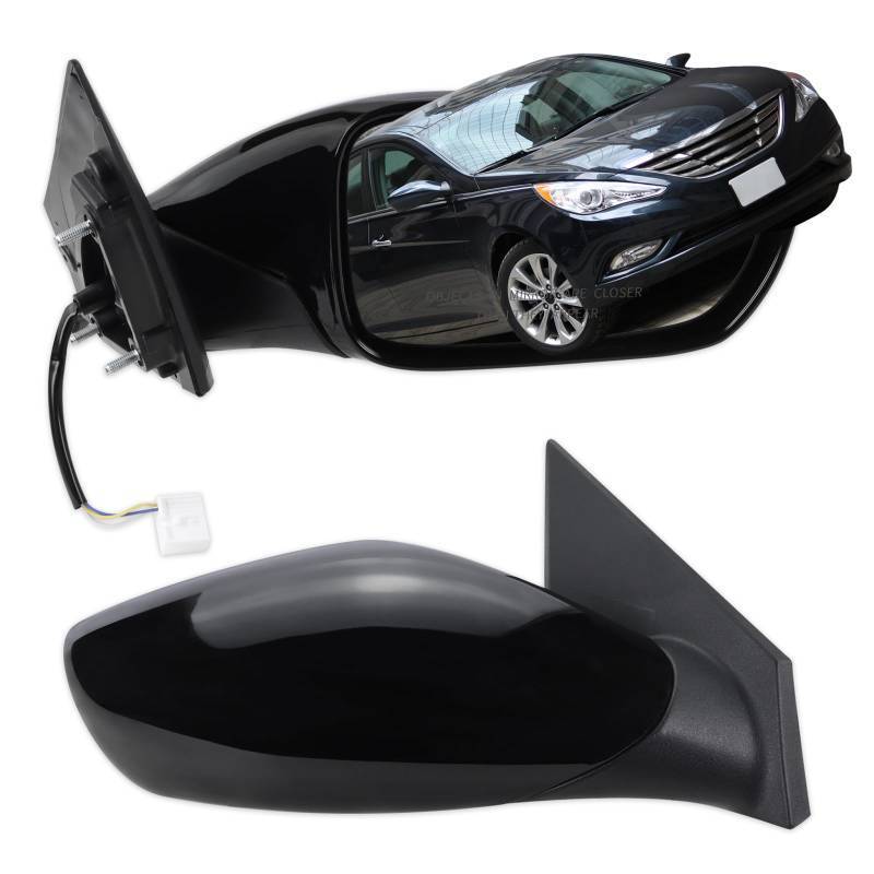 lot 19083 image: Lqito Right Passenger Side Mirror Compatible With 2011 2012 2013 2014 Hyundai Sonata With Manual Folding Power Glass Black Replace#876203Q000(3Pins) - Retail $41