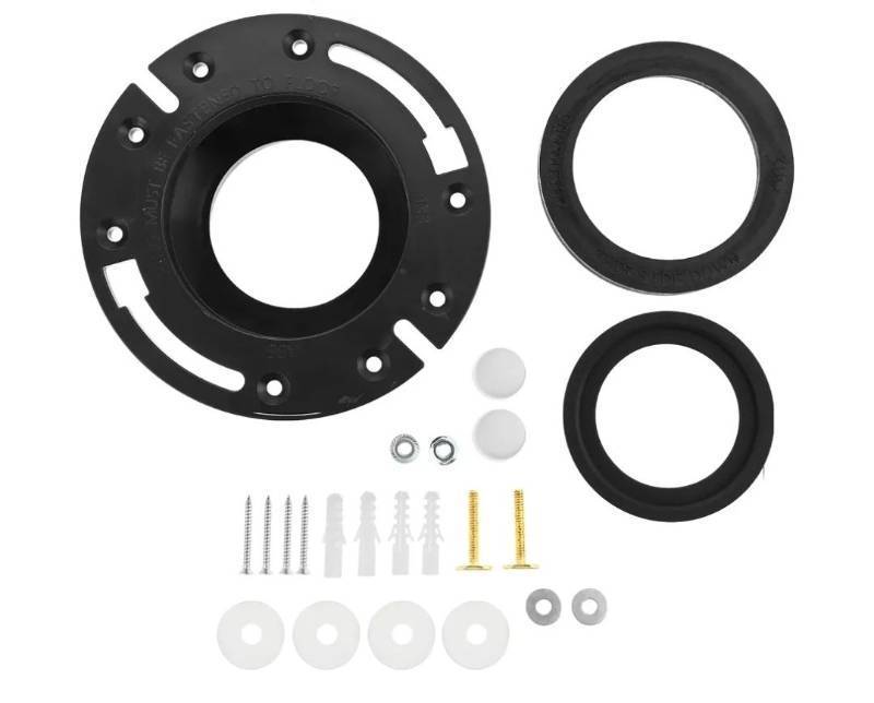 lot 19088 image: RV Toilet Flange Kit Toilet Seal and 3 Socket Flange Kit for Flush Base Compatible with and (Black