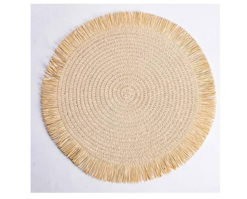 lot 19108 image: Round Tassel-Edged Woven Biodegradable Heat Insulation mat 6 PCS