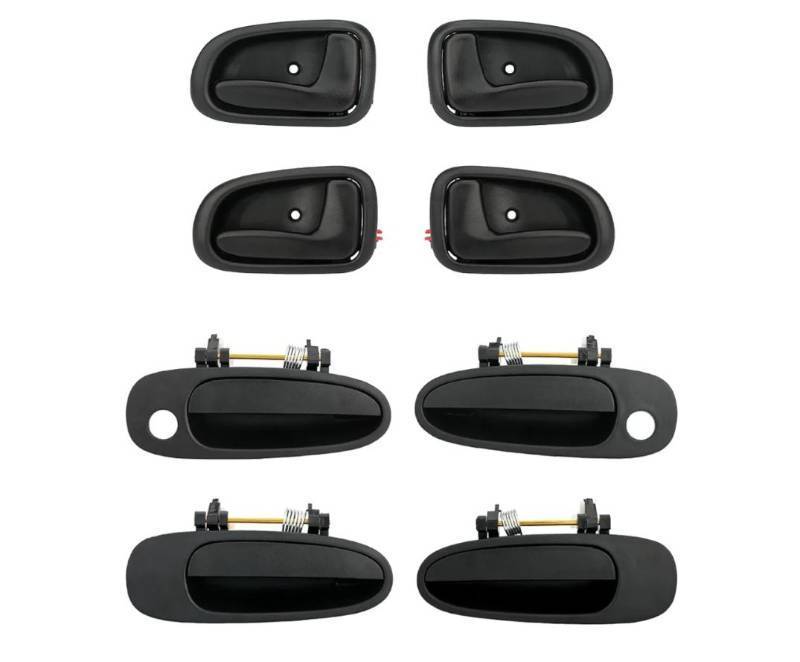 lot 19126 image: Door Handle Set, Compatible With 1993-1997 Toyota Corolla, Chevy Geo Prizm(8 PCS) Interior & Exterior Front & Rear Left Driver & Right Passenger Side, Replaces# 6922012160, 6921012160, 77462, 77464 - Retail $28