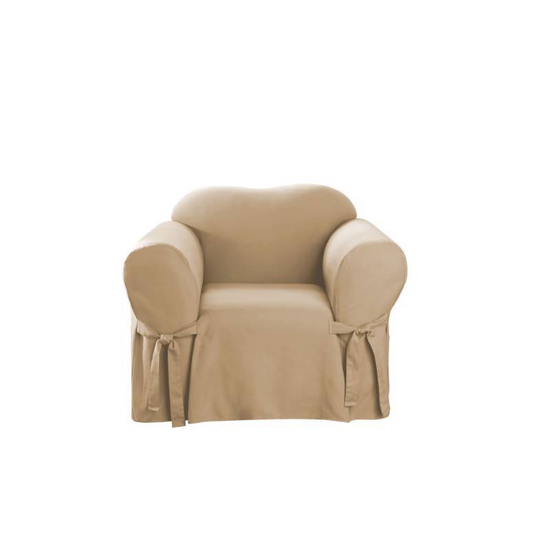 lot 19157 image: SureFit Duck 1 Piece Chair Slipcover in Tan