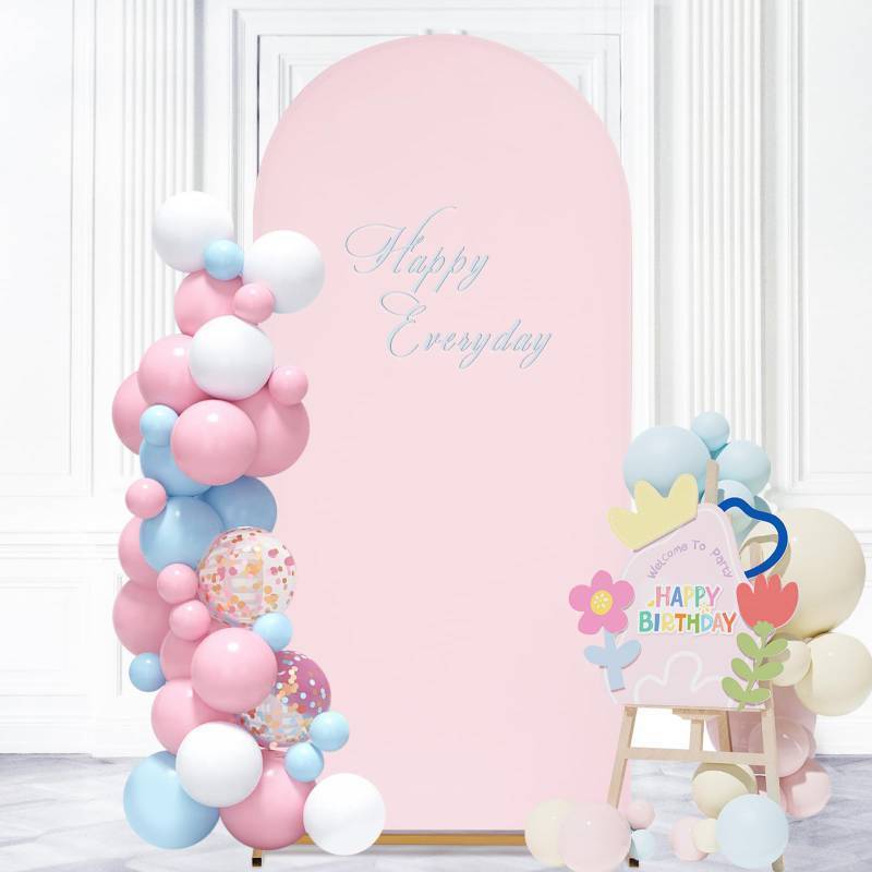lot 19199 image: Pink Spandex Arch Cover 6FT Wedding Arch Backdrop Cover