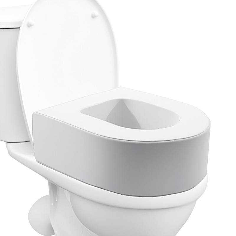 lot 19212 image: MABOZOO 6-Inch Toilet Seat Cushion, PU Leather Padded Toilet Seat Riser for Seniors, Foam Commode Cushion for Elderly, White - Retail $24