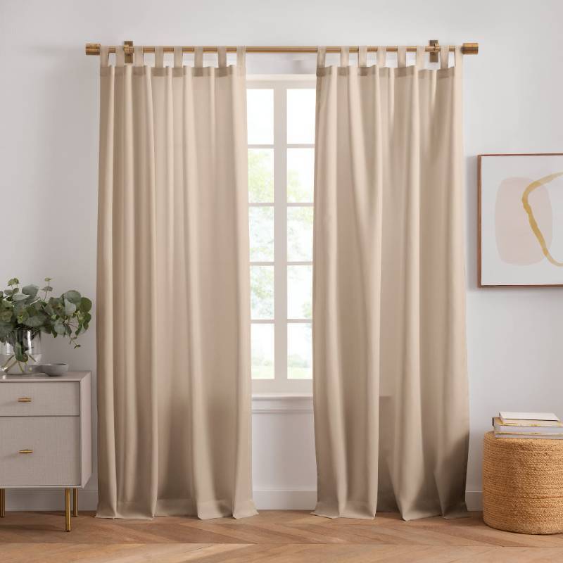 lot 19217 image: Elrene Home Fashions Rhodes Solid IndoorOutdoor Window-Curtain Set, 2 Panels, 52 inches X 108 inches, Taupe - Retail $23