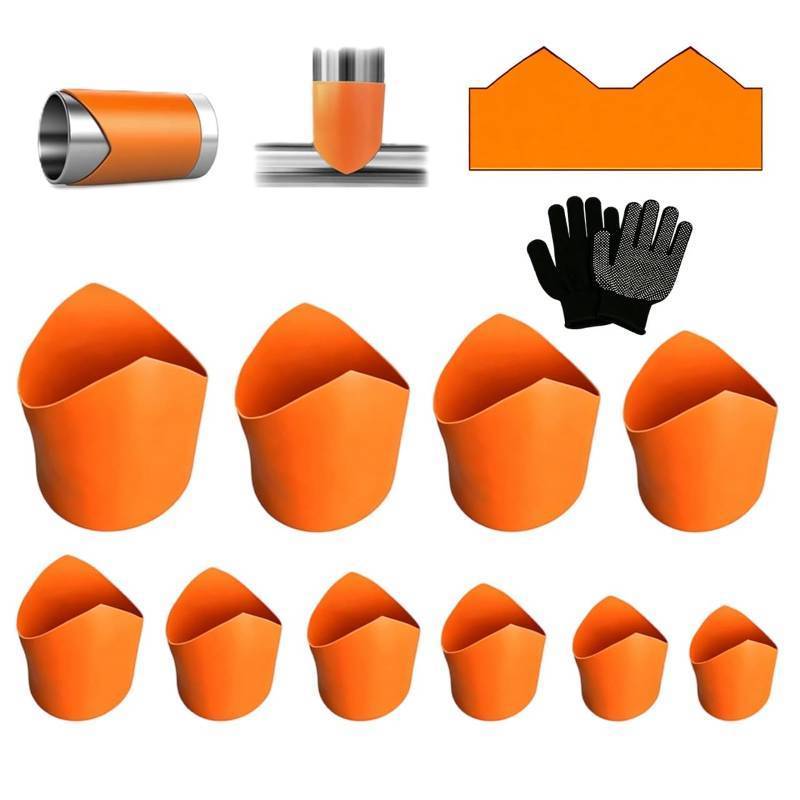 lot 60202 image: HJUHBDJ 10 Pcs Pipe Saddle Template, Leather Precision Pipe Cutting Guides Set, Accurate Arc Edge Wrap Around Tube Cutter Tools for Welding, Plumbing and Insulation (DN20mm - DN200mm)