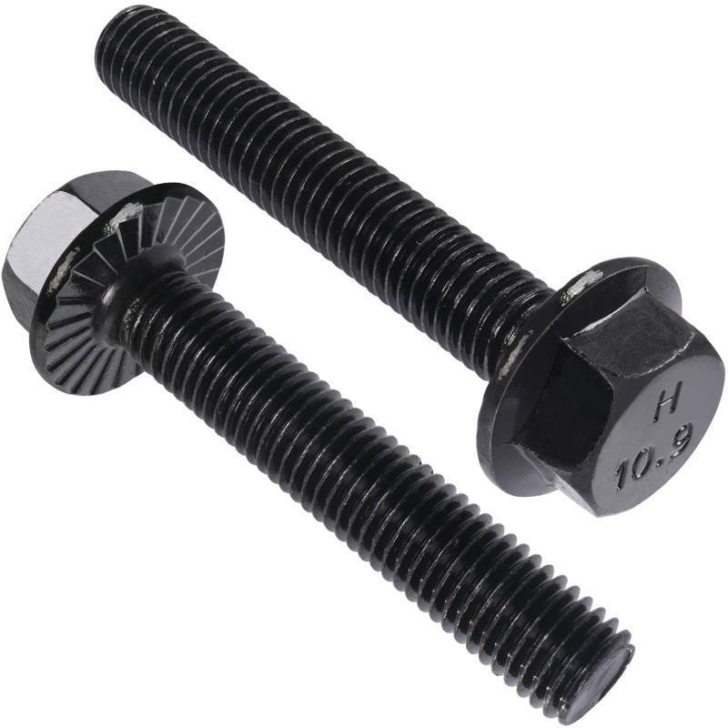 lot 60210 image: VGBUY M6-1.0 x 40mm Flanged Hex Head Bolts, External Flange Hex Drive Screws, Class 10.9 Black Zinc Plated, Alloy Steel, Full Coarse Thread, Pump, Fix Car, DIY Project(30Pcs)