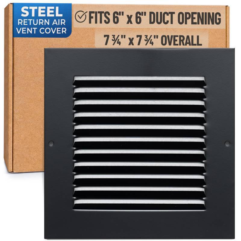 lot 60219 image: Fits 14x6 Duct Opening  Steel Return Air Grille by Handua  Vent Cover Grill for Sidewall and Ceiling  Black  HVAC Cold Air Intake Grille  Outer Dimensions 15.75W X 7.75 - Retail $550