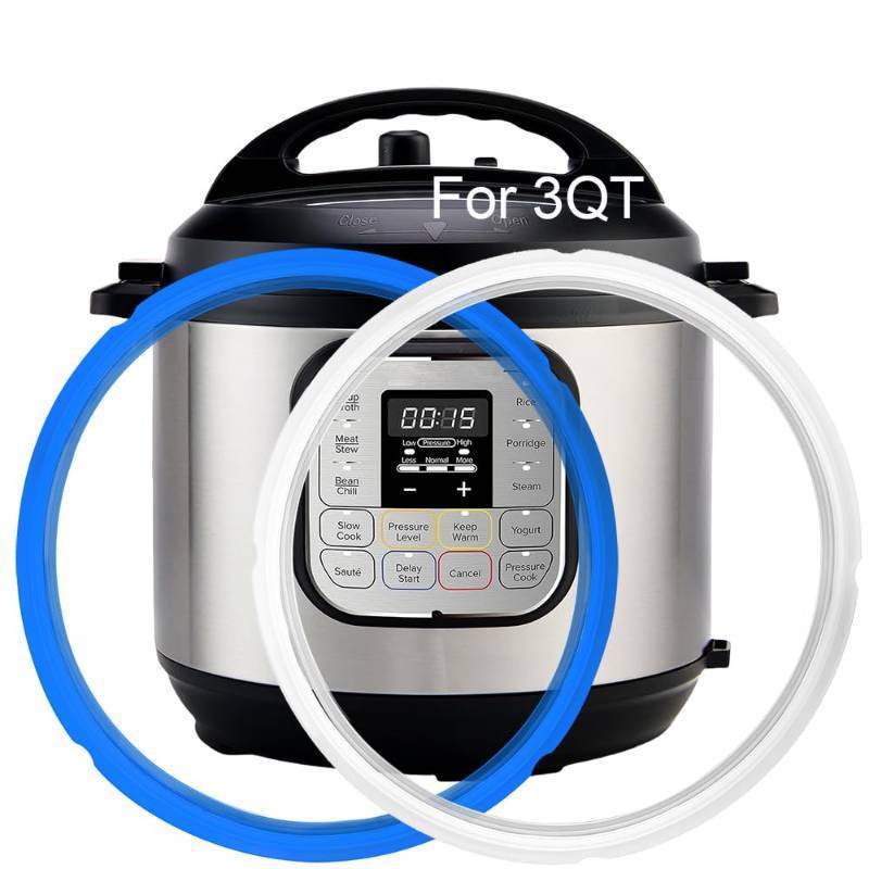 lot 60240 image: 2-Pack Sealing Ring for Instant Pot Mini 3-Qt, Food-grade Replacement Parts for Instapot 3 Quart, Non-Toxic, BPA-Free Accessories for Instant Pot, Lid Gasket for Instantpot Mini 3 Qt, Clear, Blue