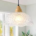 AOATYUER 10.55In Vintage Clear Glass Pendant Light Kitchen Island with Wood - Retail: $50