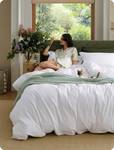 Bedsure 100% Washed Cotton Duvet Cover King - Bright White Minimalist Duvet Cover Linen Like for All Seasons - GentleSoft Plain Simple Cotton Bedding, 3 Pieces (Bright White, King, 104"x90") - Retail: $69