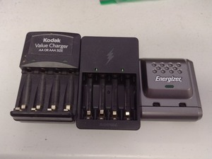 lot 89 image: Lot 3 Kodak, Rayovac, and Energizer Reusable Battery Chargers