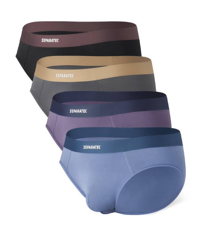 lot 72744 image: Mens Briefs Rayon Made from Bamboo Breathable Seamless Underwear Dual Pouch Comfort Underwear for Men 4 Pack, L - Retail $33