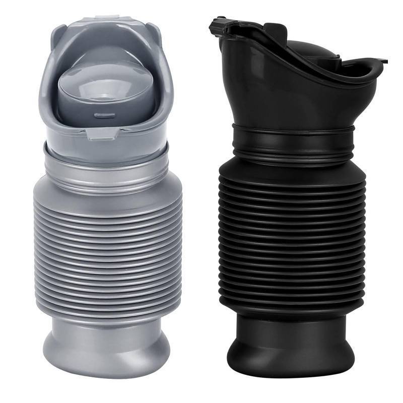 lot 72820 image: Portable Urinal for Men Women, Spill Proof Travel Emergency Urinal Bottle, Leak-Proof Collapsible Urinals, Personal Car Pee Bottle for Camping, Road Trips, Drivers, Seniors, Kids (��Black Grey) - Retail $16