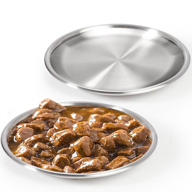 lot 72821 image: Stainless Steel Cat Dishes for Food and Water Bowls for Kittens and Baby Cats Small Pets Relief of Whisker Fatigue -2 Sets Shallow Style - Retail $6
