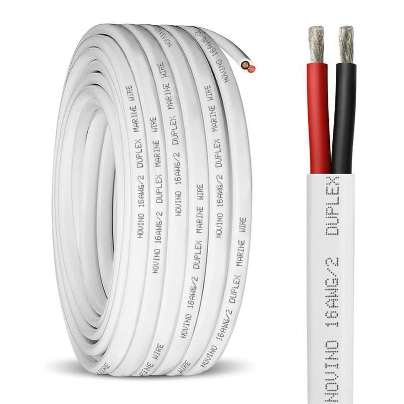 lot 17626 image: 16 Gauge Marine Wire,15ft 16 AWG 162 Duplex Marine Grade Wire Tinned Copper Boat Electrical Cable for Automotive Boat Speakers RV Solar Outdoor - Retail $13