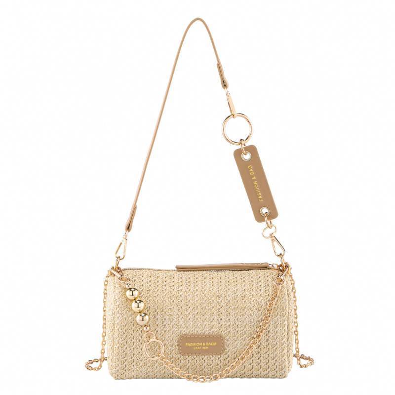 lot 17637 image: CHIC DIARY Straw Beach Bag for Women Summer Beach Cylinder Shoulder Handbag Handwoven Clutch Purse with Removable Straps - Retail $20