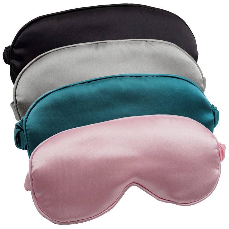 lot 17644 image: Sleep Mask 4 Pack Silk Eye Cover Soft Satin Blindfold Elastic Strap Night Eyeshade Travel Nap for Women Men - Retail $10
