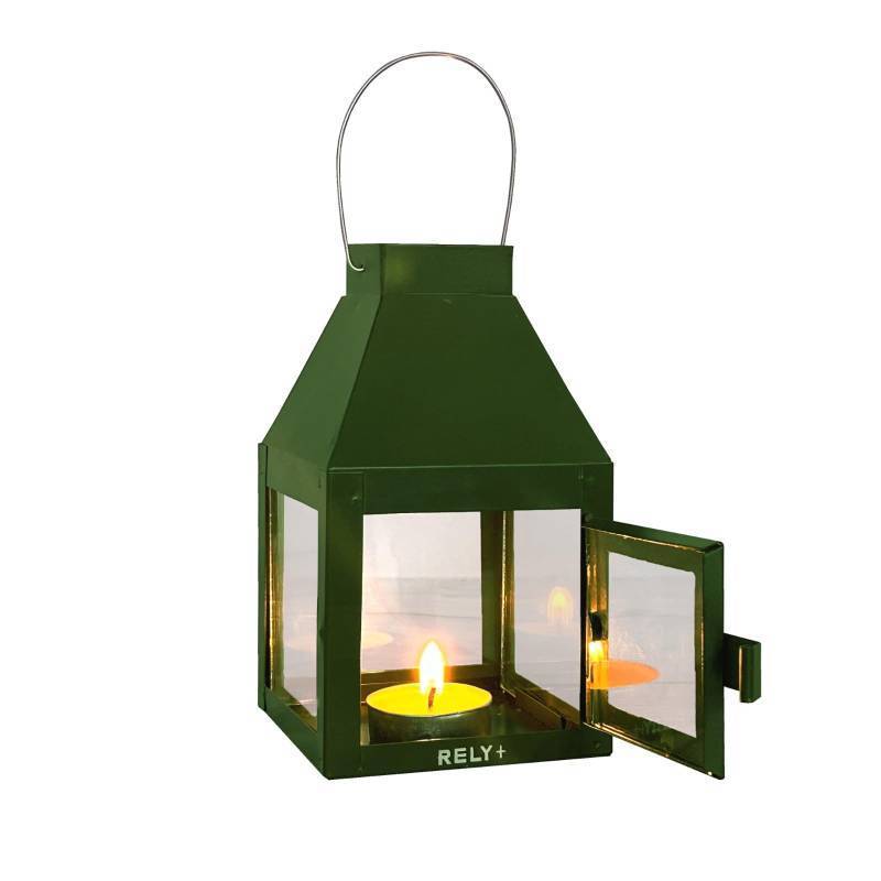 lot 17681 image: Rely Metal Lantern Candle Holder for Indoor & Outdoor Decor, Hanging Tealight Candle Holders for Wedding, Party, Decorations - Modern Home Decor, 5.5 Inch (Green Color) - Retail $5