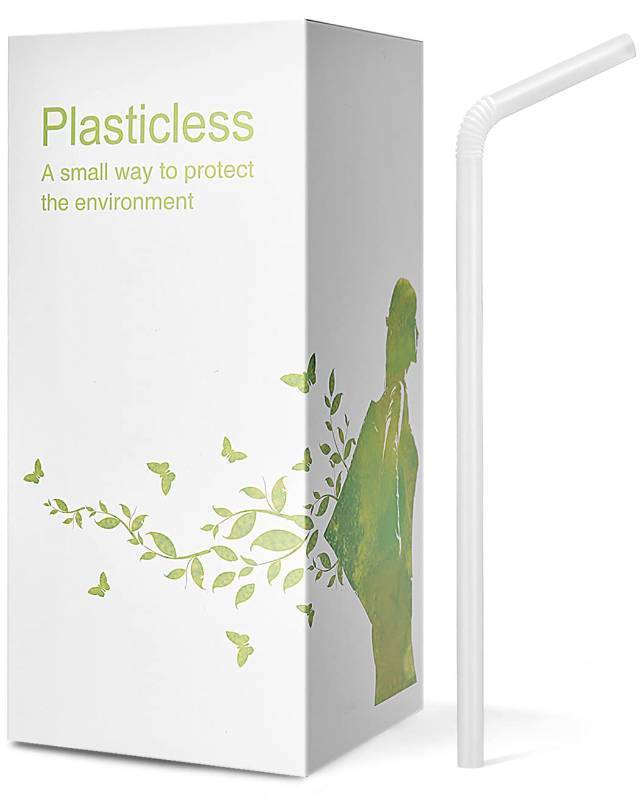 lot 28148 image: 200 Count 8.25 Eco-friendly Bendable Compostable PLA Straws - KTOB Plasticless Biodegradable Flexible Drinking Straws - Retail $9