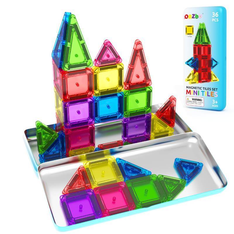 lot 28163 image: Magnetic Tiles Mini Travel Toddler Set, Magnetic Blocks Building Kids Toys & Games, Montessori Preschool Classroom Must Haves Educational Learning Sensory Toys for 3 Year Old Boys Girls Birthday Gift - Retail $20