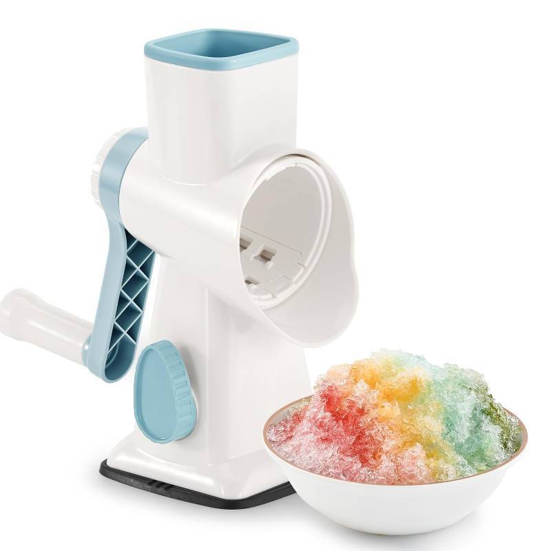 lot 28189 image: KEOUKE Rotary Ice Shaver Manual White - Stainless Steel Blade, Quick Labor-Saving Handle, Safe Stable Suction Base, Home Using Snow Cone Machine for All Ice Cubes - Retail $19