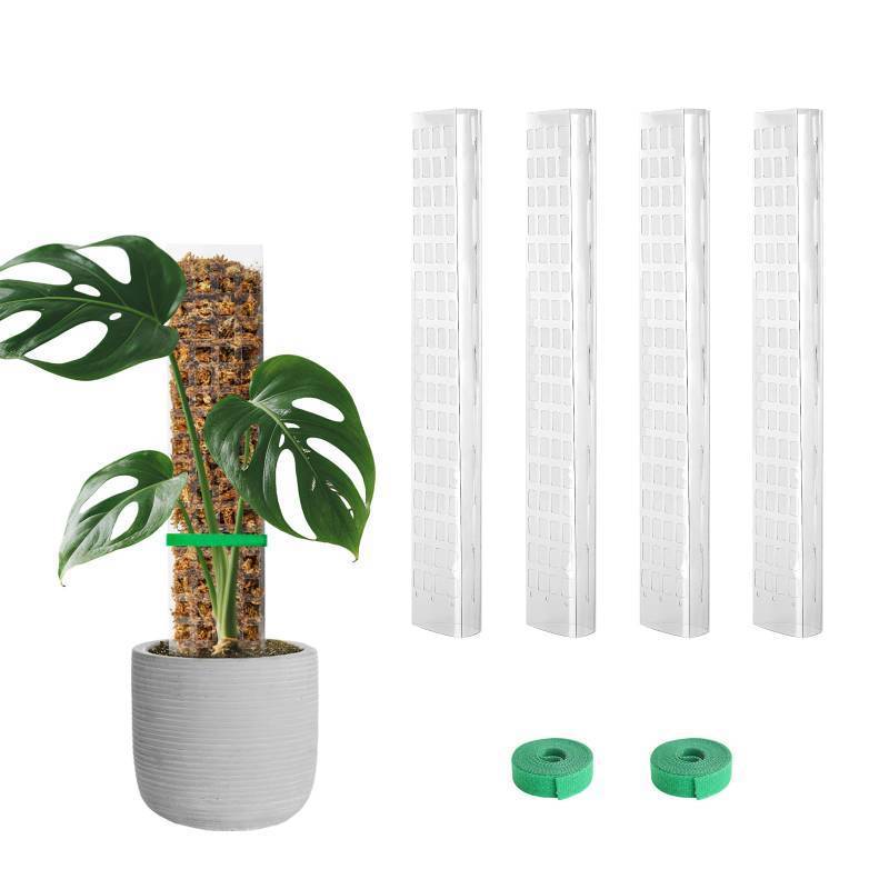 lot 28215 image: 3 Pcs 15 Inch Plastic Moss Pole for Monstera, D Shaped Poles for Climbing Plants Work with Sphagnum Moss, 56 Inch Plant Stake Set of 4, Garden Ties - Retail $19