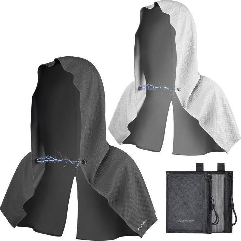 lot 28233 image: Cooling Hoodie Towel Magnetic Lock Towels for Neck and Face UV Protection, Moisture-Wicking for Camping Gym and Yoga - Retail $20