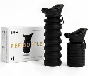 Premium Pee Bottle, Portable Urinal for Men & Women, Leakproof Collapsible Silicone Travel Urinal 1000ml, Spill Proof, Car Camping Bedside, Seen on Shark Tank - Retail: $70