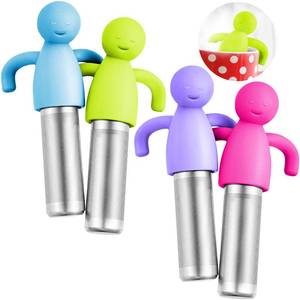 lot 58761 image: 4 Pieces Tea Infuser for Loose Tea Cute Fine Mesh Strainer Stainless Steel Filter Ball Diffuser Steeper for Teacups Teapots (Blue,Green,Purple,Rose Red) - Retail $12