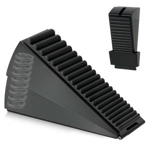 lot 58772 image: Heavy Duty Large Door Stoppers, Adjustable Spring Loaded Tall Doorstop Jammer Rubber Door Stopper Wedge with Storage Holder for Any Heavy Doors up to 3 Gap, Black - Retail $10