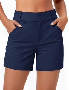 lot 58776 image: Athletic Shorts for Women 5 Golf Cargo Hiking Casual Sports Lightweight Elastic Waist Shorts Summer Navy M - Retail $28