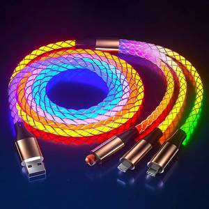 lot 58784 image: Camping Car Multi Charging Cable, USB C to USB C RGB Breathing 3 in 1 Fast Charging Cable for iPhone 15 Series, iPad mini 6 S24 S23 Laptops MacBook iPad Camping String Lights RGB 3 in 1 Cable - Retail $7