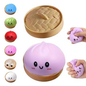lot 58785 image: Dumpling Squeeze Toy, Giant Dumpling Glitter, Colorful Steamed Bun Stress Balls Fidget Sensory Toy,Jumbo Squishy Toy with Steamer Box,Soft Squeeze Decompression Dough (Purple) - Retail $5