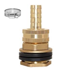 lot 58787 image: Brass 12 NPT Female x 34 GHT Male Water Tank Connector  12 Barb x 34 GHT Female Swivel Garden Water Hose Pipe Connector - Retail $14