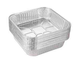 lot 58790 image: 25pack- 8 x 8 Aluminum foil Pans Disposable Heavy Duty Square baking Cake Pan, Cooking Tins Homemade Breads Oven Pans,Foil Pan, Baking pan Roasting - Retail $13