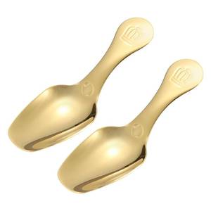 lot 58795 image: 2PCS Short Handle Spoon, Stainless Steel Scoop Round Tea Spoons for Desserts Coffee Sugar Bowl Spice Jars Baking Seasonings Condiment Kitchens Party, Gold Tone - Retail $10