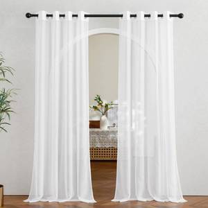 lot 58802 image: Sheer Curtains 90 inch Long for Living Room, Grommet Voile Sheer Lightweight Airy & Light Filtering Window Drapes for BedroomNursery, Ivory, 2 Pieces, W54 x L90 - Retail $20