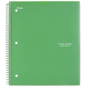 lot 58812 image: Five Star Spiral Notebook, 1 Subject, College Ruled Paper, 100 Sheets, 11 x 8-12 Sheet Size, Customizable Cover, Color Selected For You, 1 Count (08230) - Retail $10